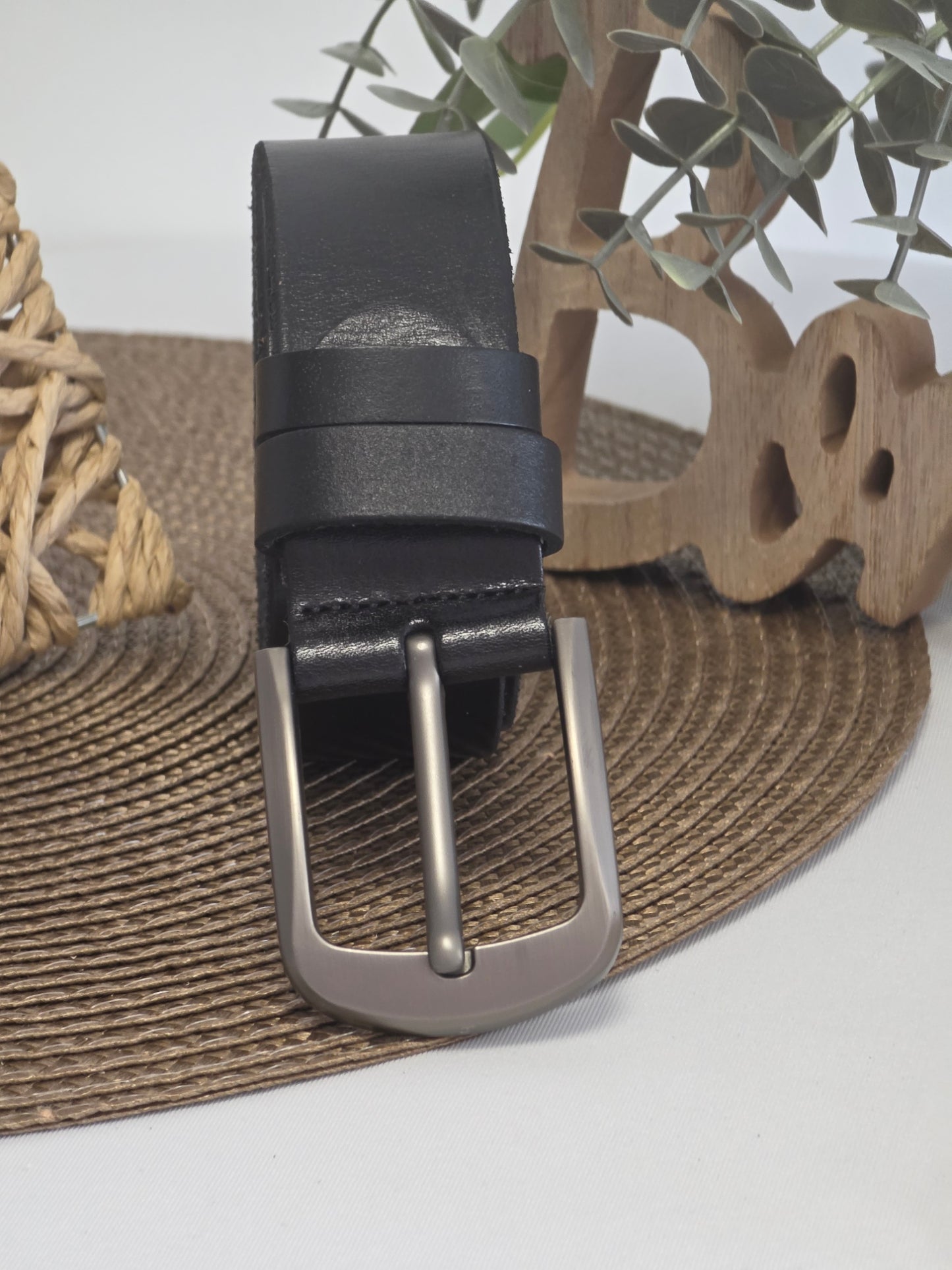 Men's Black Leather Belt