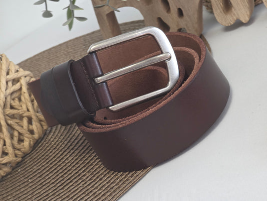 Ceinture Cuir Homme Marron Uni