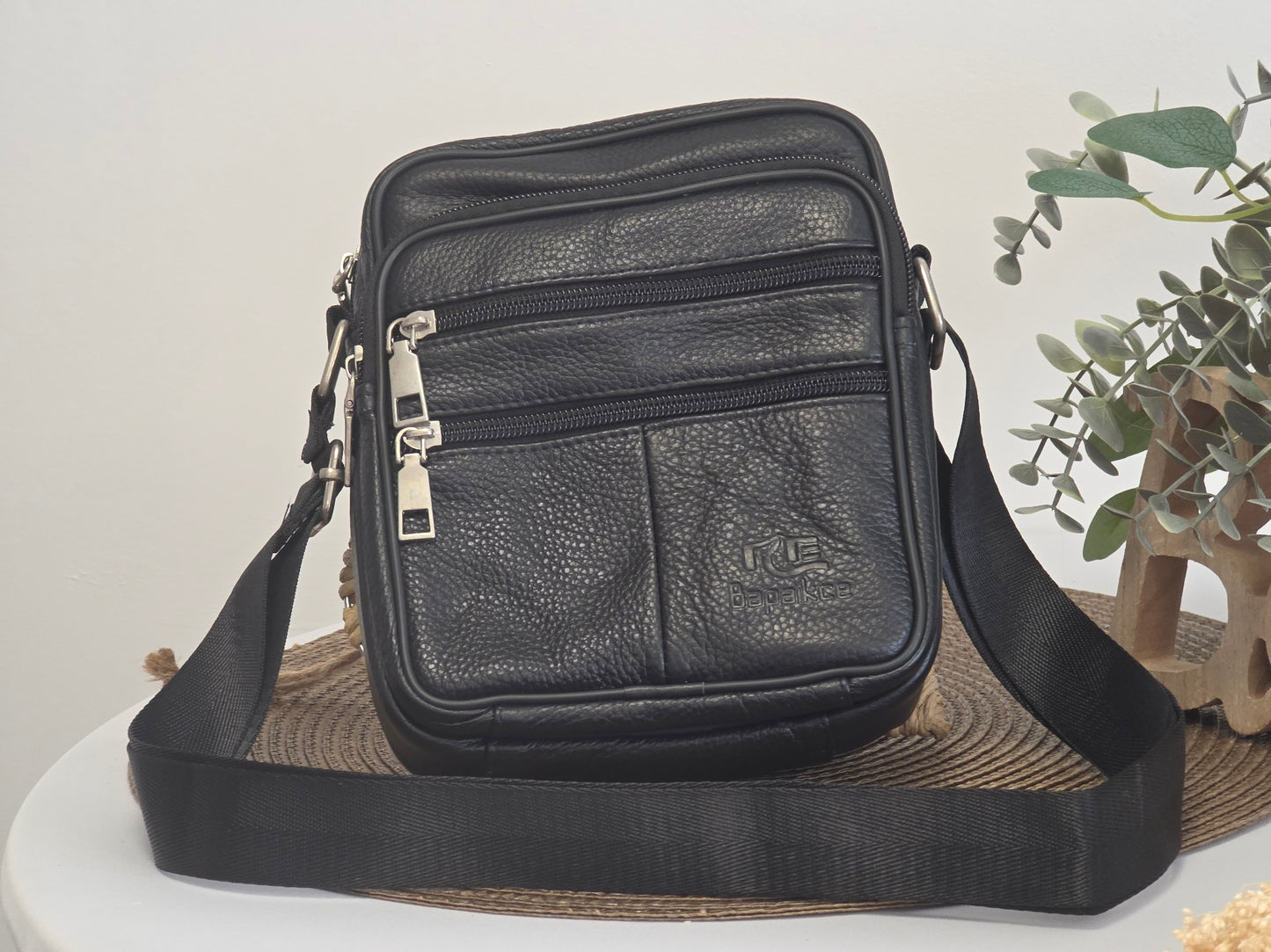 Black Cowhide Leather Satchel