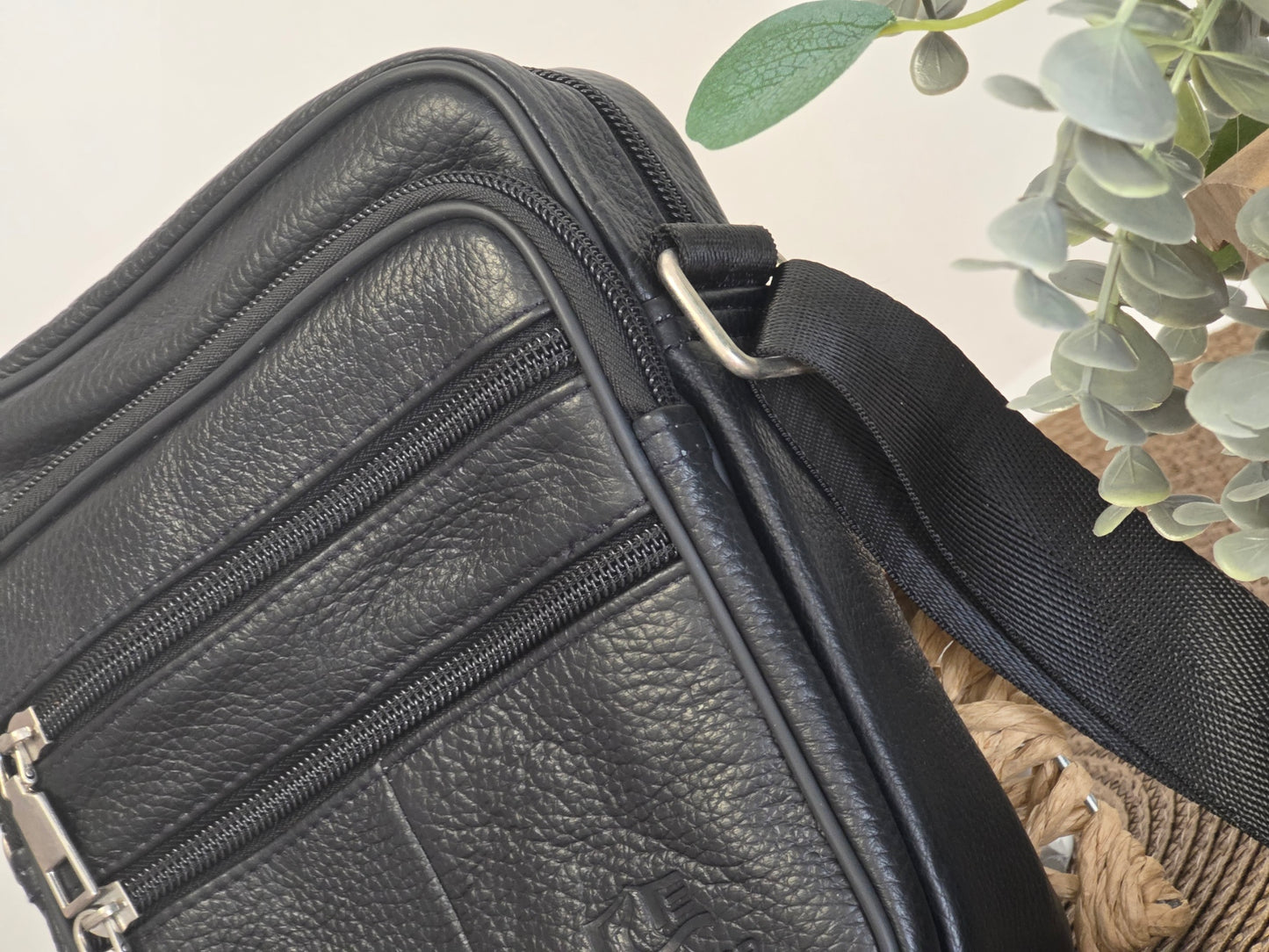 Black Cowhide Leather Satchel