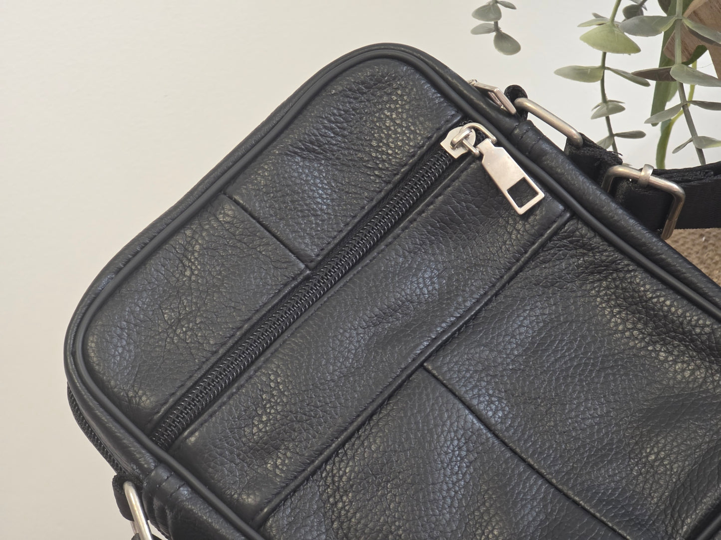 Black Cowhide Leather Satchel