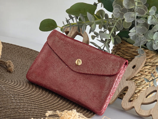 Porte Monnaie Cuir Bordeaux Irisé