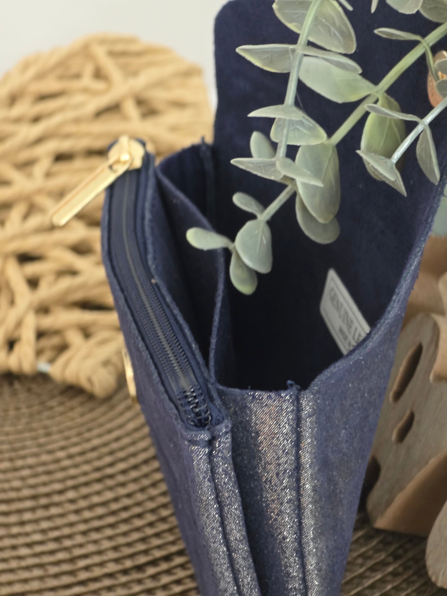 Porte Monnaie Cuir Bleu Marine Irisé