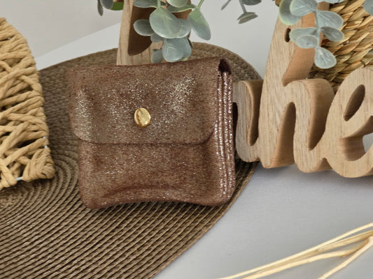 Petit Porte Monnaie Cuir Café Irisé