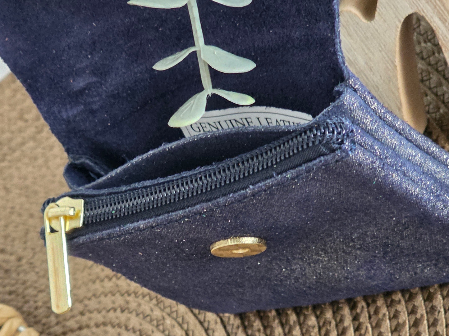 Petit Porte Monnaie Cuir Bleu Marine Irisé