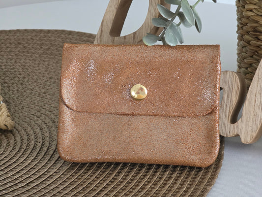 Petit Porte Monnaie Cuir Camel Irisé