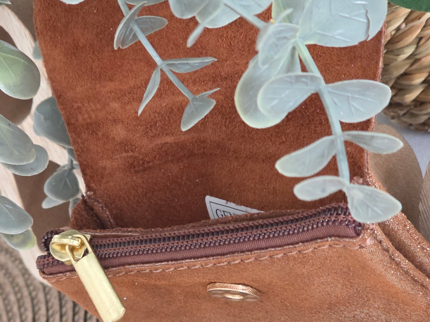 Petit Porte Monnaie Cuir Camel Irisé