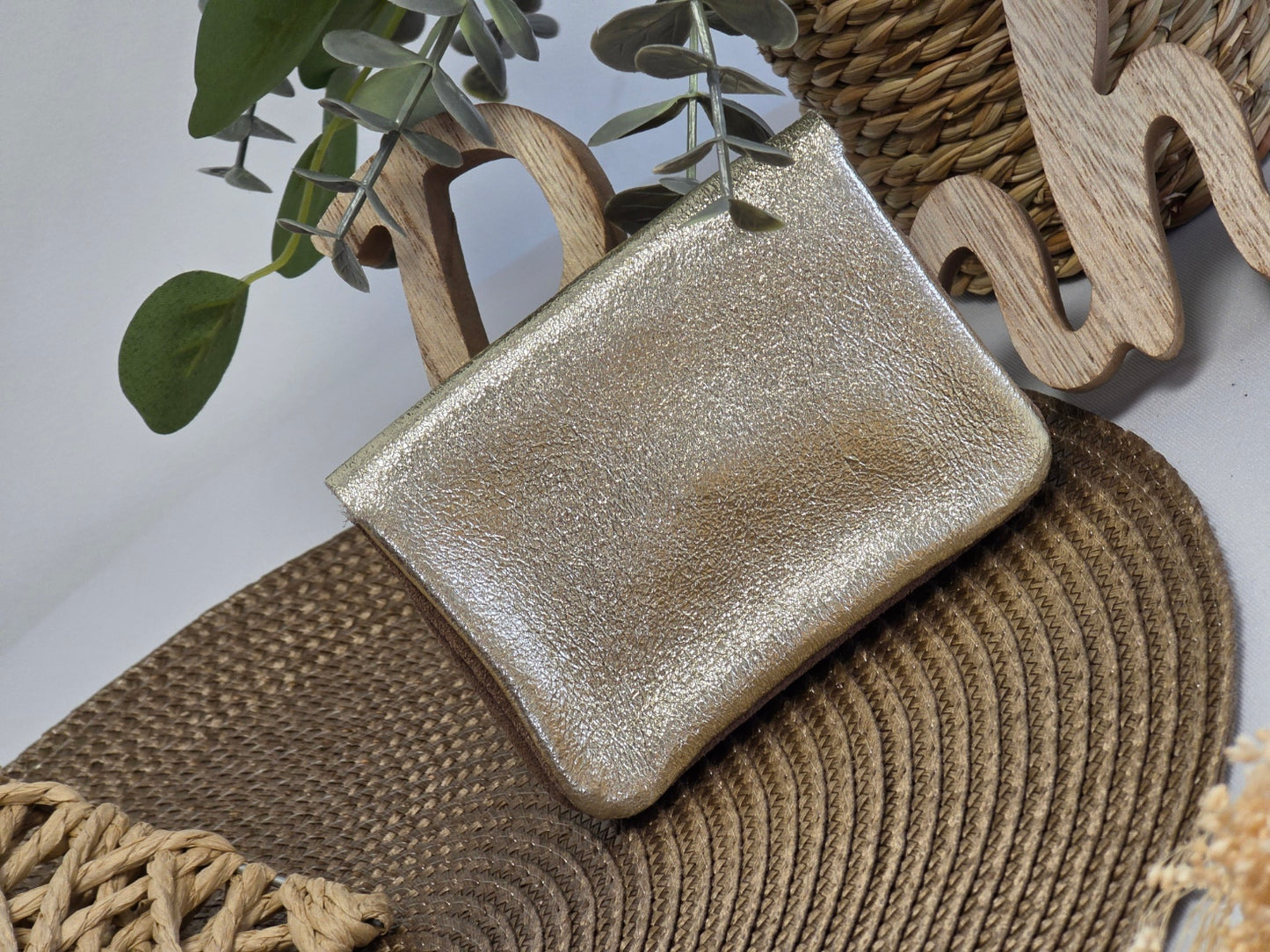 Petit Porte Monnaie Cuir Daim Taupe