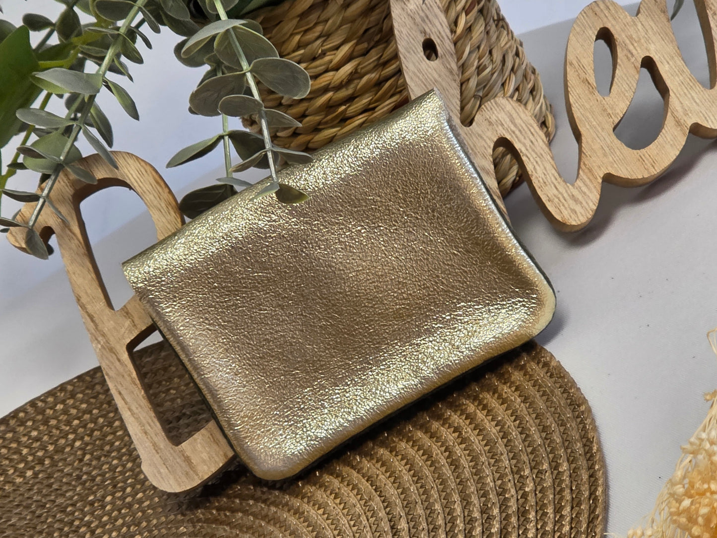 Petit Porte Monnaie Cuir Daim Kaki Foncé