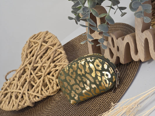 Petit Porte Monnaie Léopard Kaki