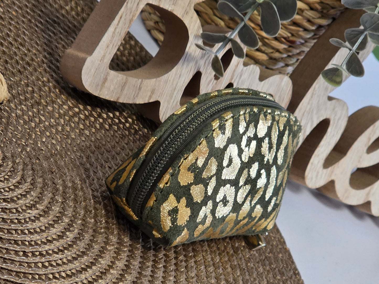 Petit Porte Monnaie Léopard Kaki