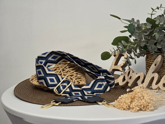 Bandoulière de Sac Style Losange Bleu Marine - N°4