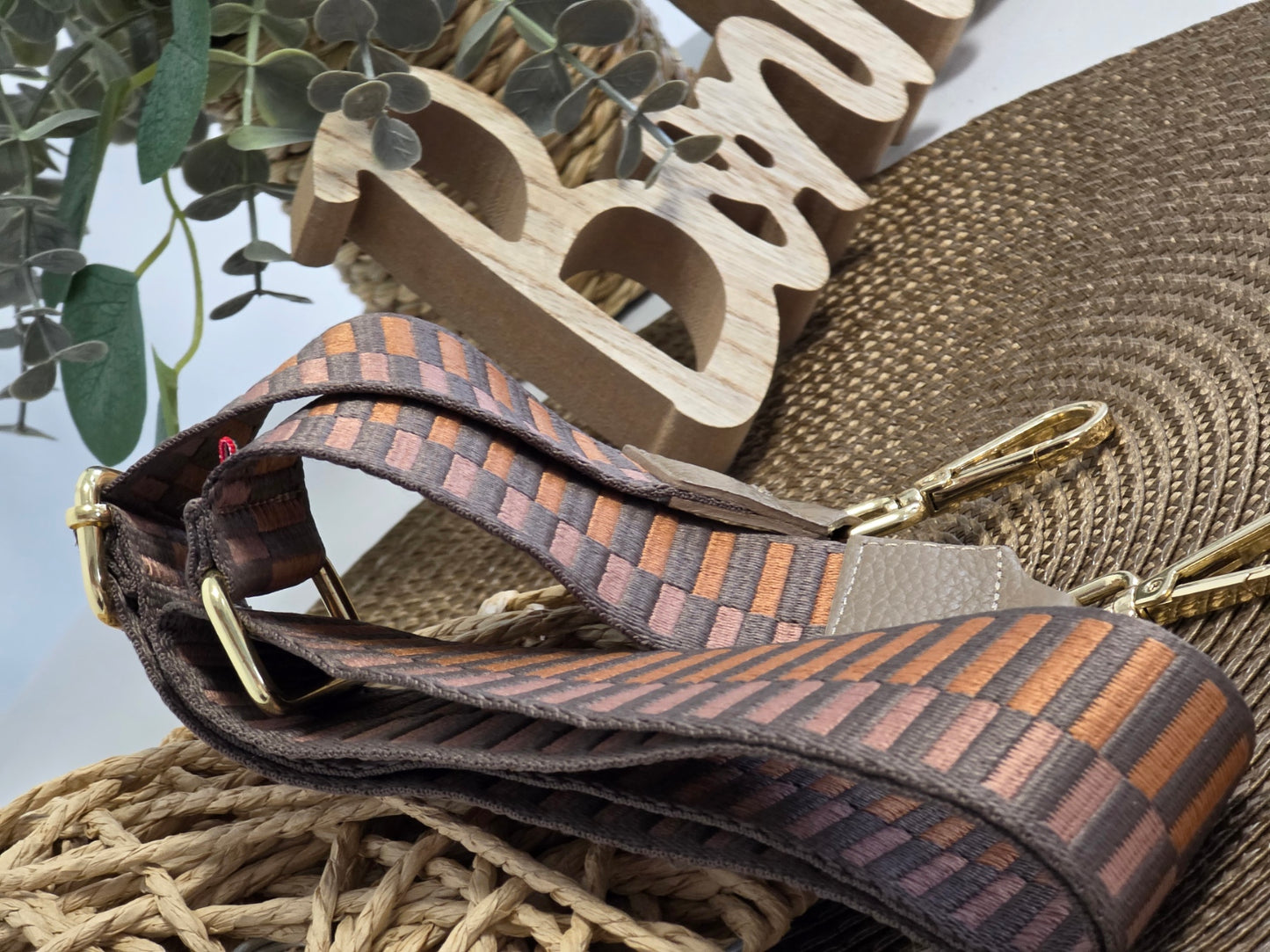 Bandoulière de Sac Taupe Rayure Orangé - N°12