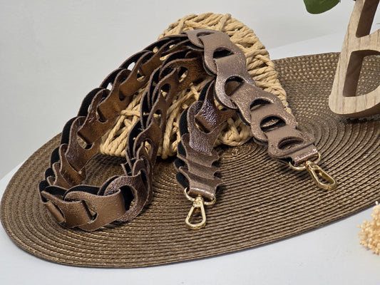 Bandoulière de Sac Cuir de Vachette Gris Métallisé - N°22