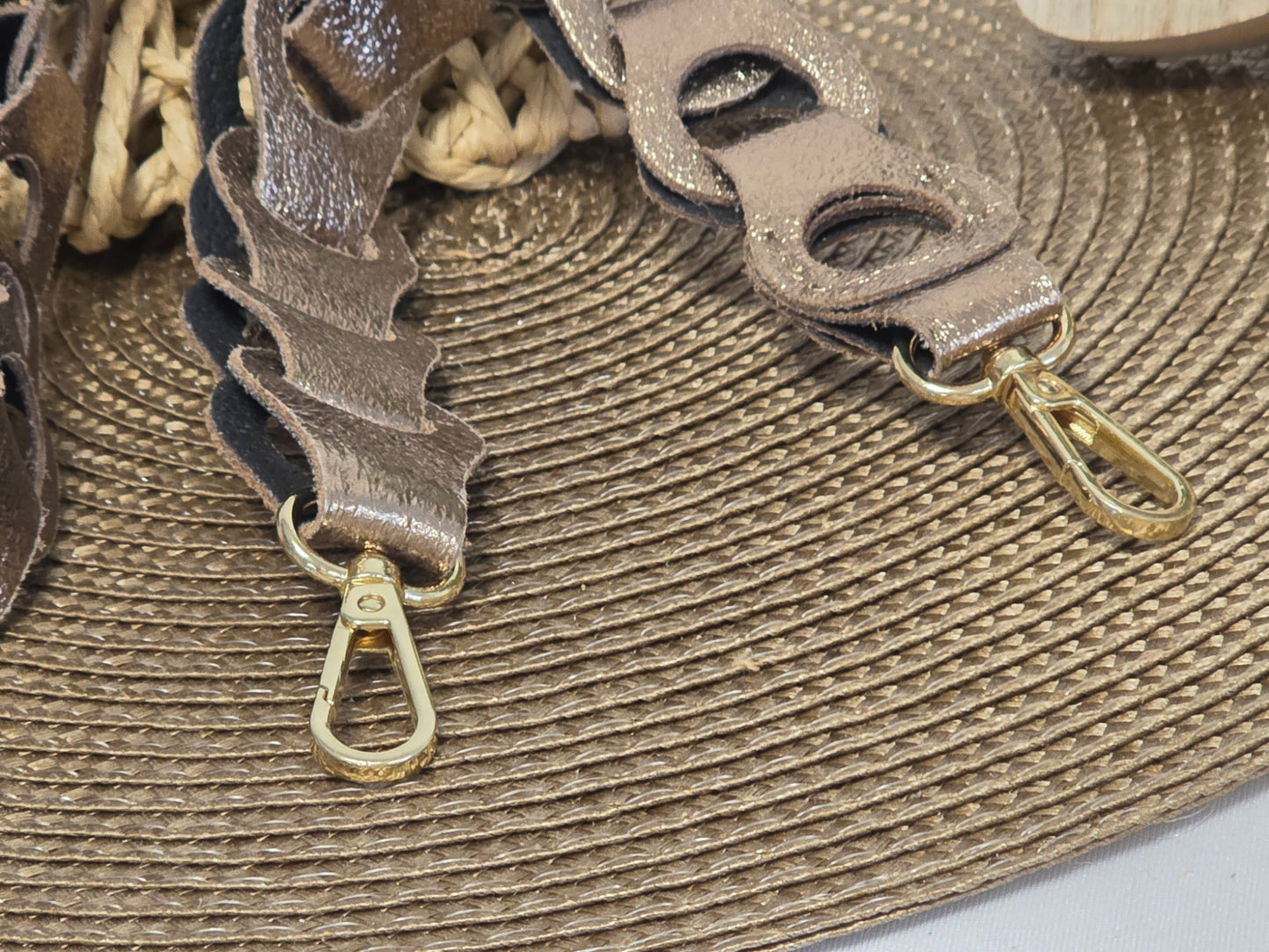 Bandoulière de Sac Cuir de Vachette Gris Métallisé - N°21