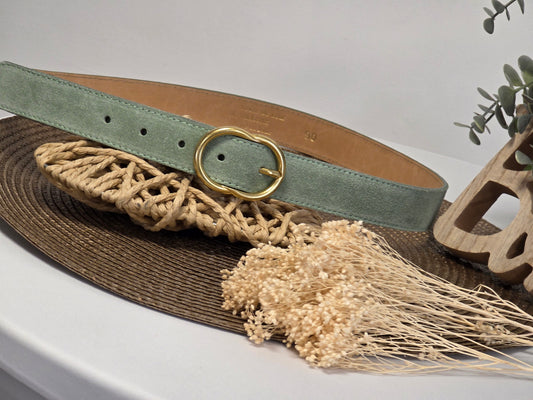 Ceinture Croûte de Cuir Vert d'Eau