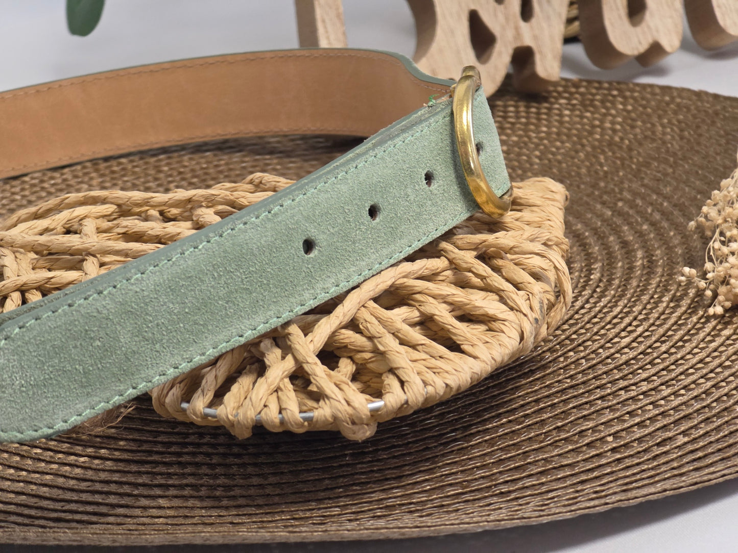 Ceinture Croûte de Cuir Vert d'Eau