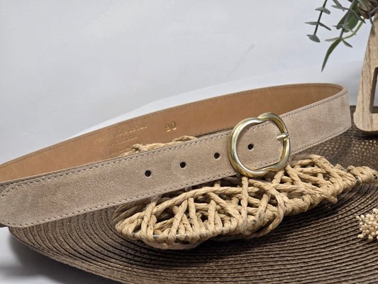 Ceinture Croûte de Cuir Beige