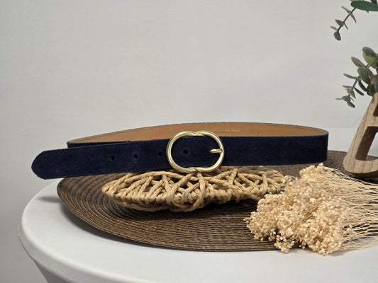 Ceinture Croûte de Cuir Bleu Marine