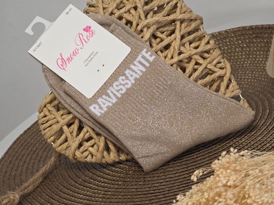 RAVISSANTE - Chaussette à Paillette Taupe