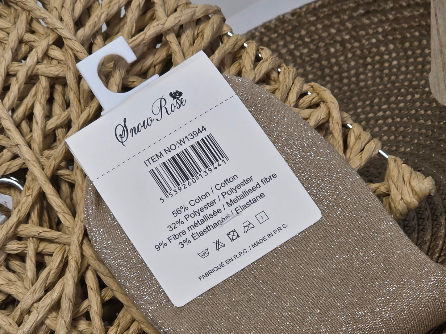 AMOUR - Chaussette à Paillette Taupe