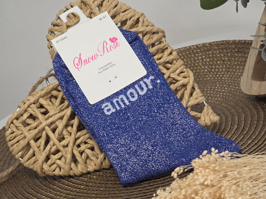 AMOUR - Chaussette à Paillette Bleu