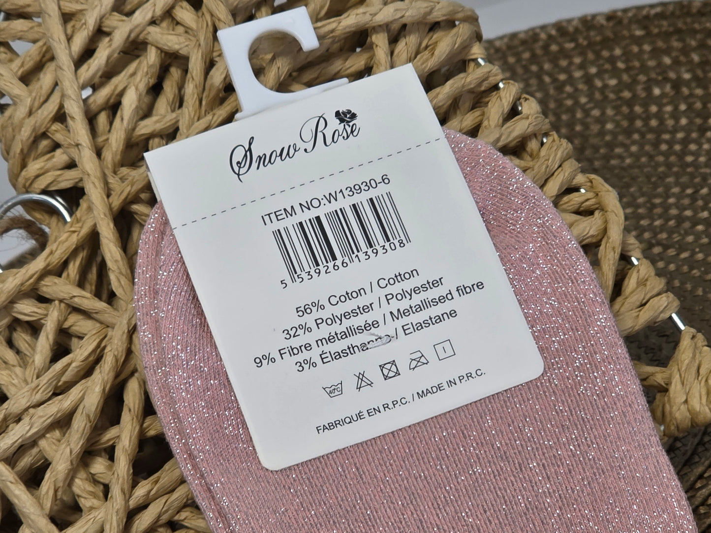 MAMIE - Chaussette à Paillette Rose