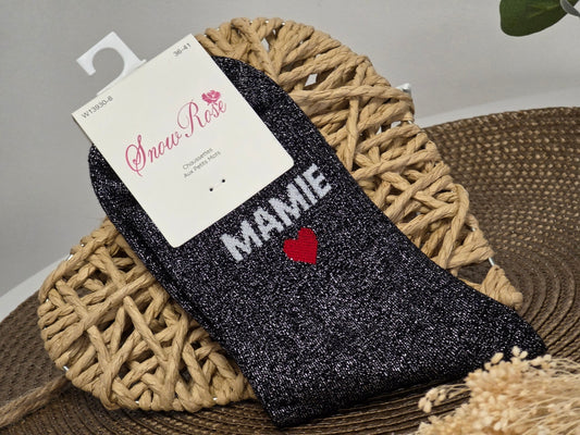 MAMIE - Chaussette à Paillette Noir