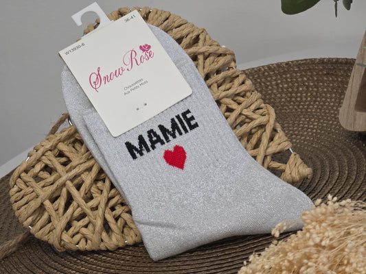 MAMIE - Chaussette à Paillette Gris Clair