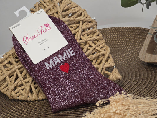 MAMIE - Chaussette à Paillette Bordeaux