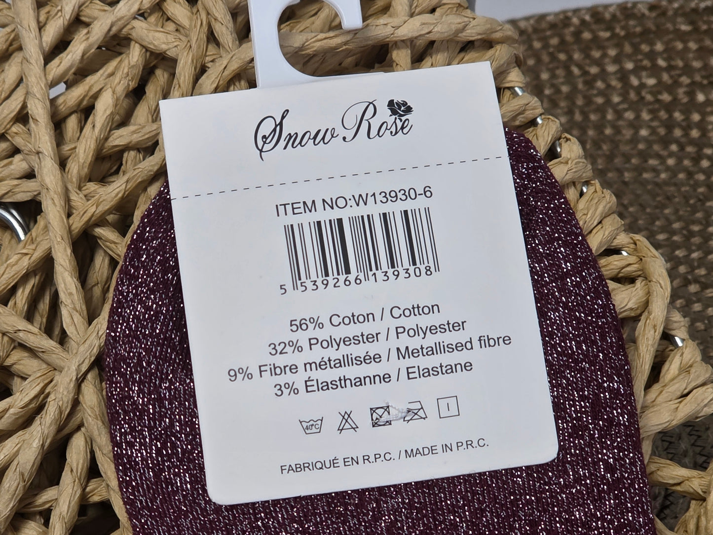 MAMIE - Chaussette à Paillette Bordeaux