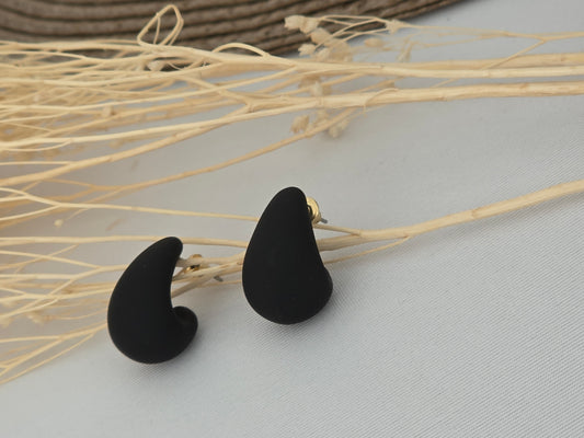 Notre Collection de Bijoux - Boucle d'Oreille Goutte d'Eau Noir