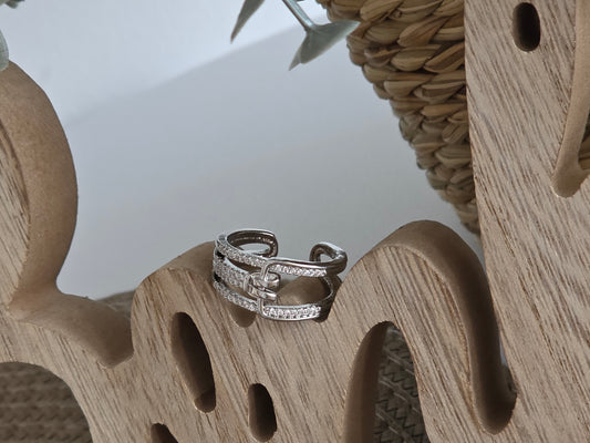 Notre Collection de Bijoux - Bague Strass Effet Boucle Argenté