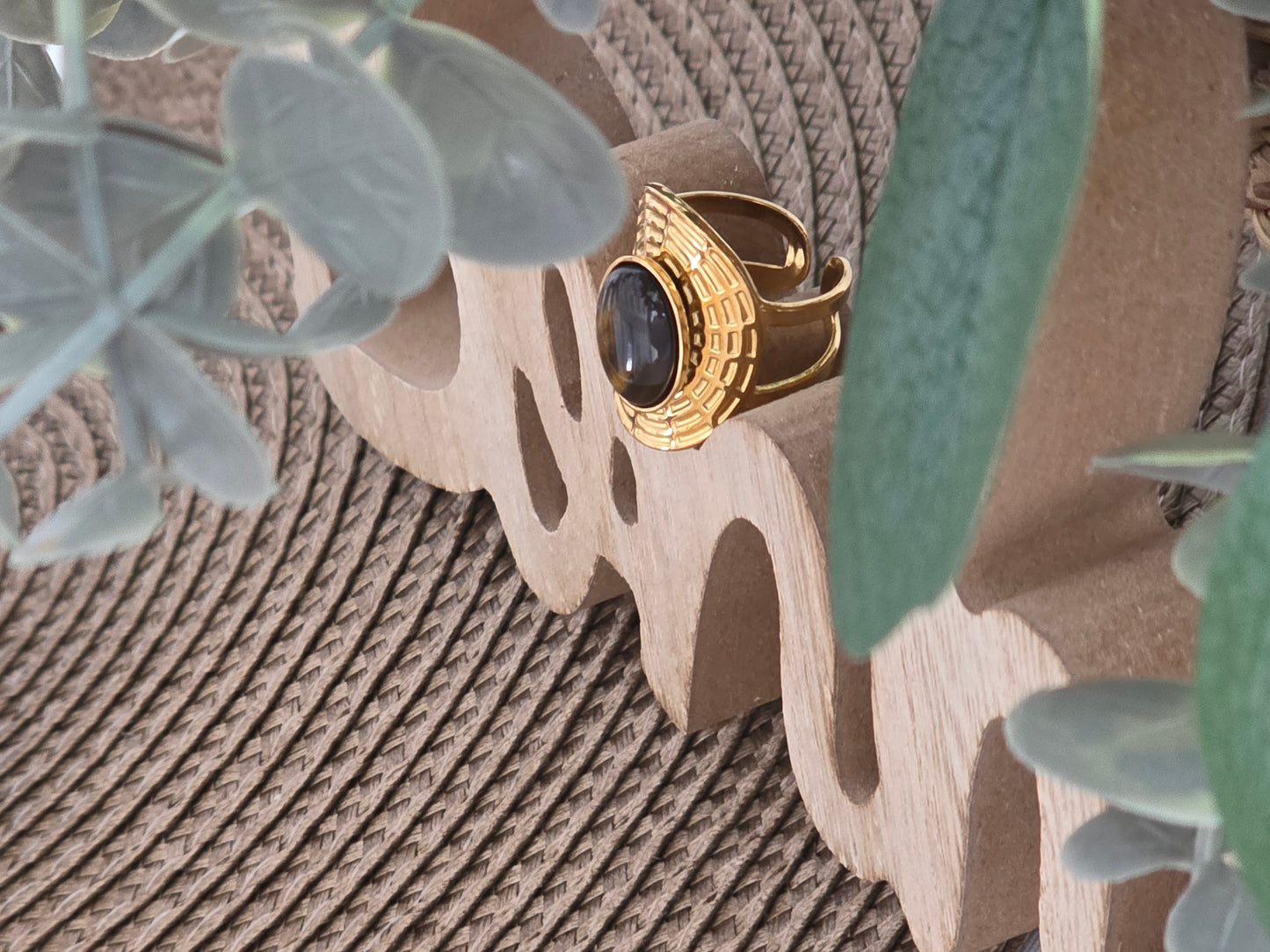 Notre Collection de Bijoux - Bague Ovale Pierre Œil de Tigre