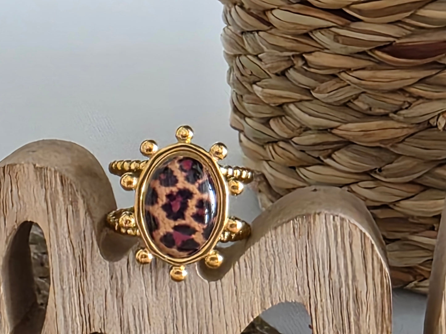 Notre Collection de Bijoux - Bague Ovale Perle Léopard