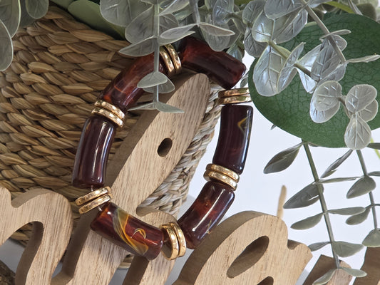 Notre Collection de Bijoux - Bracelet Jonc Brun Doré