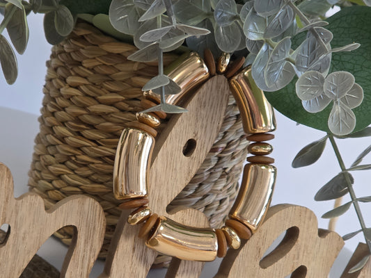 Bracelet Jonc Bois Doré Taupe