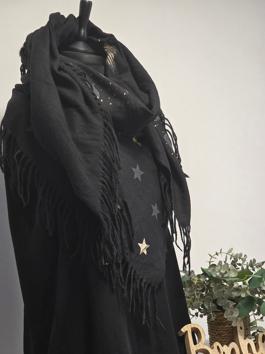 Echarpe Carrée Tendance Multiface Noir