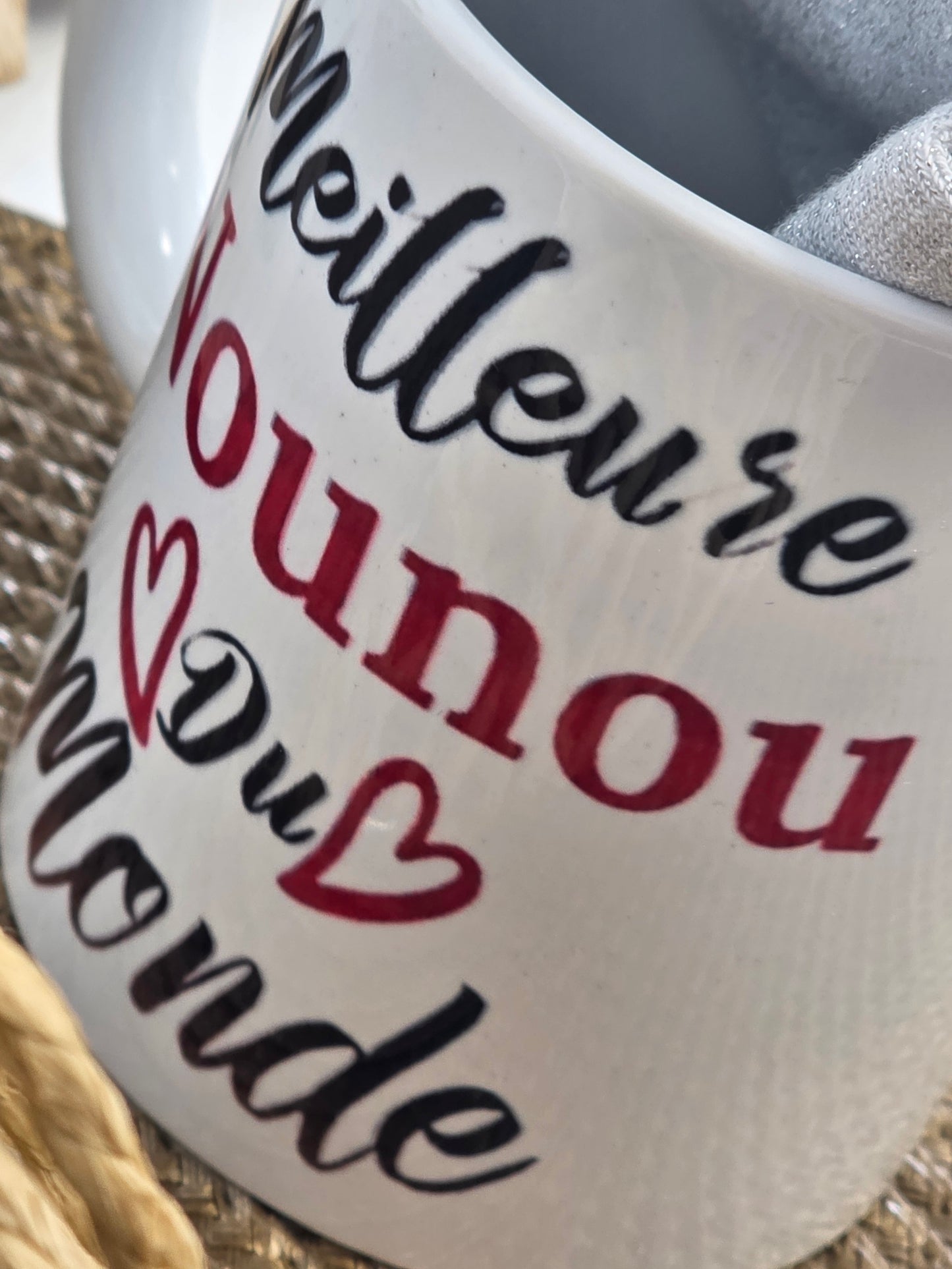 MUG MEILLEURE NOUNOU DU MONDE AVEC SA CHAUSSETTE PAILLETEE