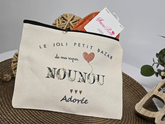 POCHETTE " NOUNOU ADOREE" AVEC SA CHAUSSETTE PAILLETEE ORANGE