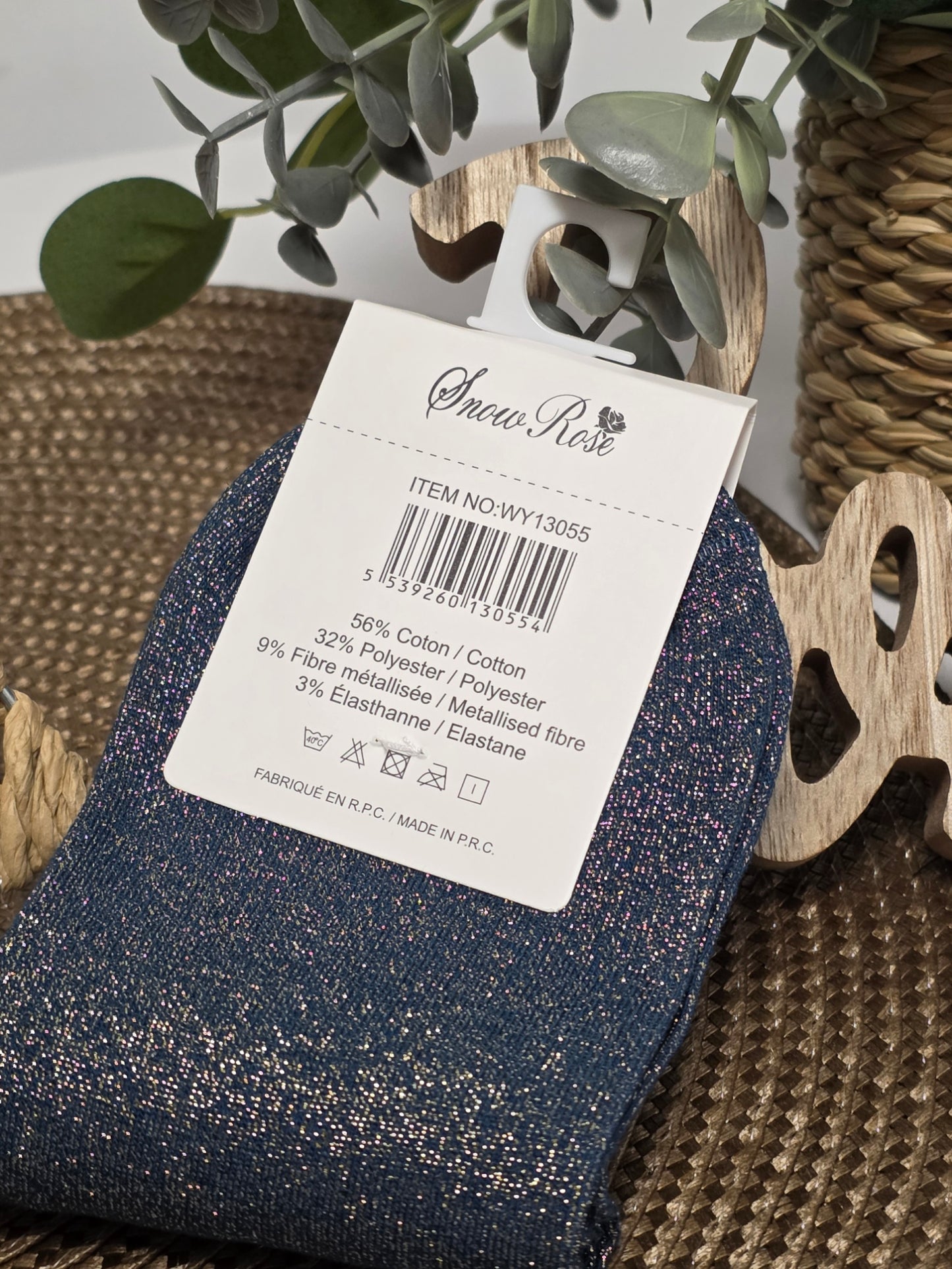 SEXY - Chaussette à Paillette Bleu