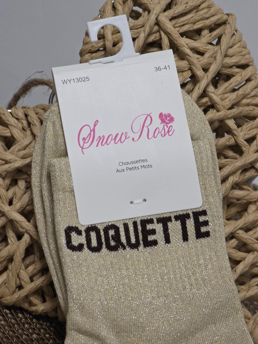 COQUETTE - Chaussette à Paillette Beige Clair