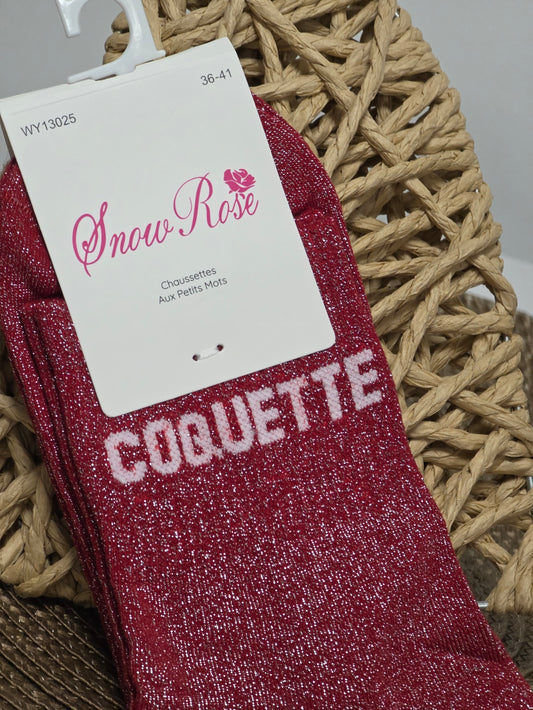 COQUETTE - Chaussette à Paillette Bordeaux
