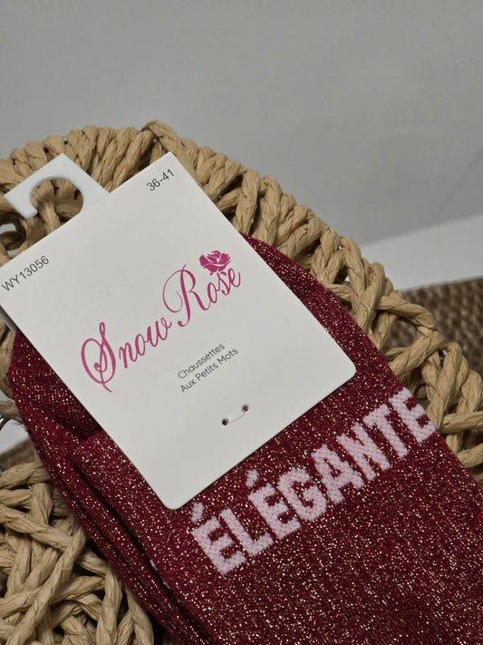 ELEGANTE - Chaussette à Paillette Bordeaux