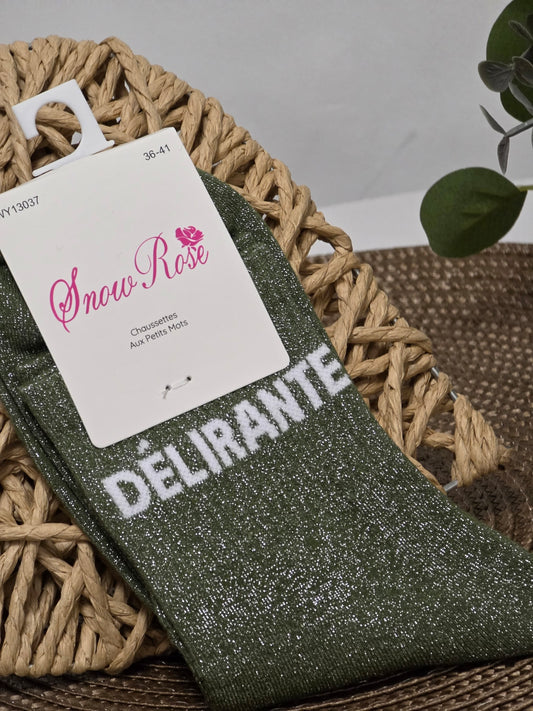 DELIRANTE - Chaussette à Paillette Kaki