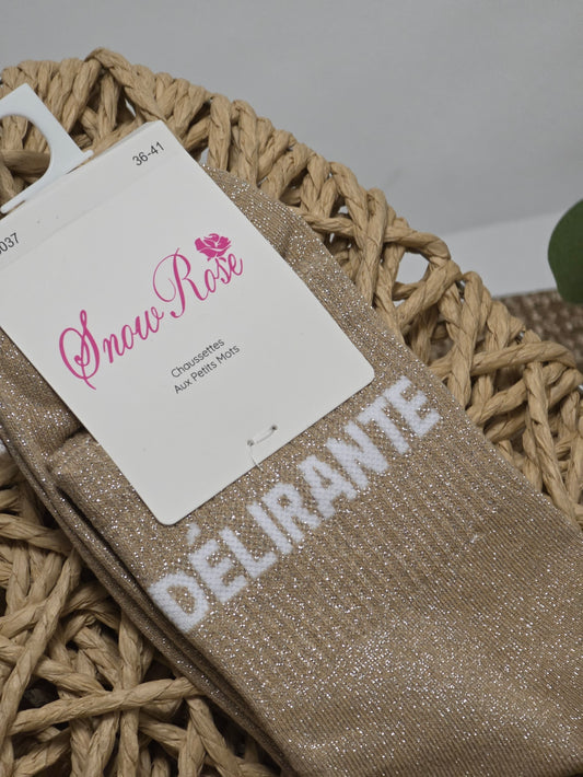 DELIRANTE - Chaussette à Paillette Taupe