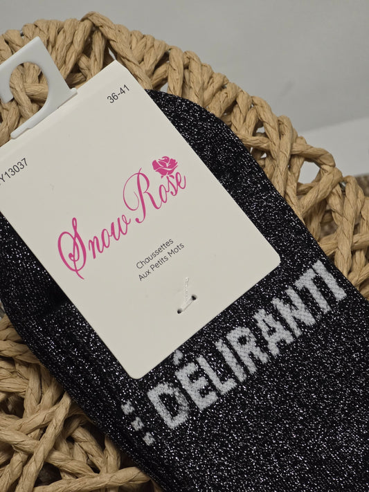 DELIRANTE - Chaussette à Paillette Noir