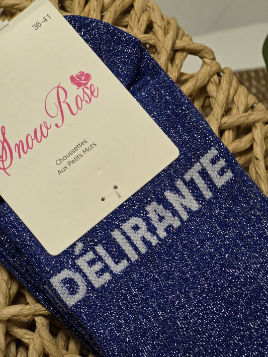 DELIRANTE - Chaussette à Paillette Bleu