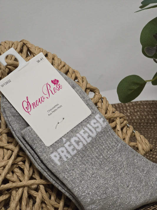 PRECIEUSE - Chaussette à Paillette Gris