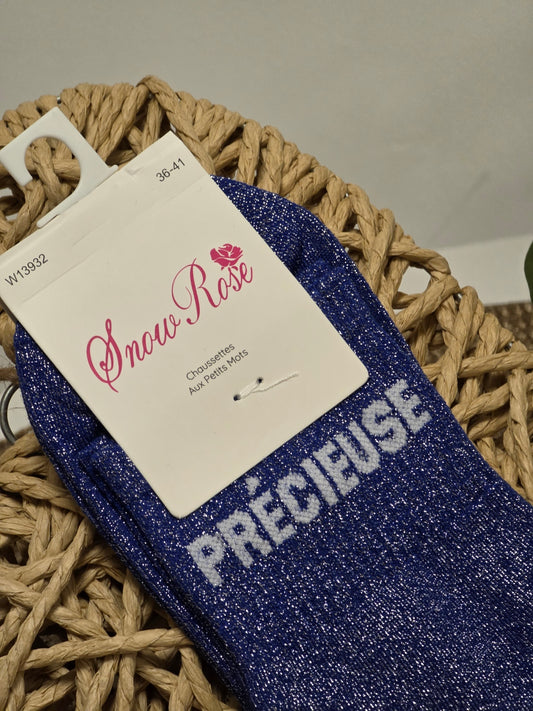 PRECIEUSE - Chaussette à Paillette Bleu